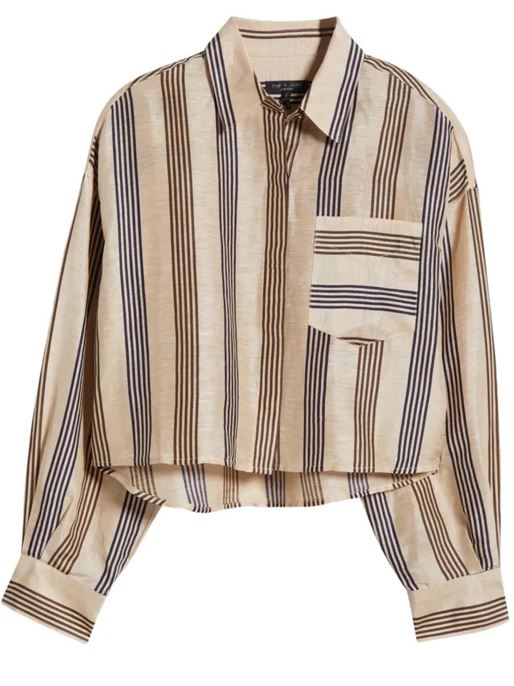 Rag & Bone linen striped cropped button down shirt